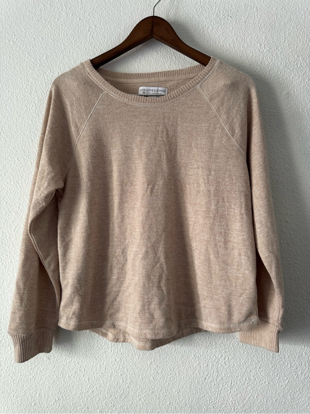 Live Love Lounge Cream Tan Lounge Sweatshirt Top Medium Coquette Minimalist - Picture 13 of 13